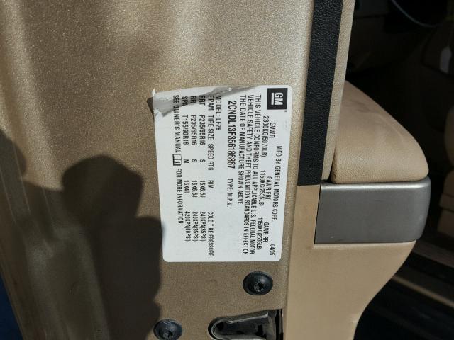 2CNDL13F356186867 - 2005 CHEVROLET EQUINOX LS GOLD photo 10