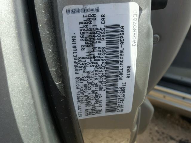 4T1BF28B14U351468 - 2004 TOYOTA AVALON XL SILVER photo 10