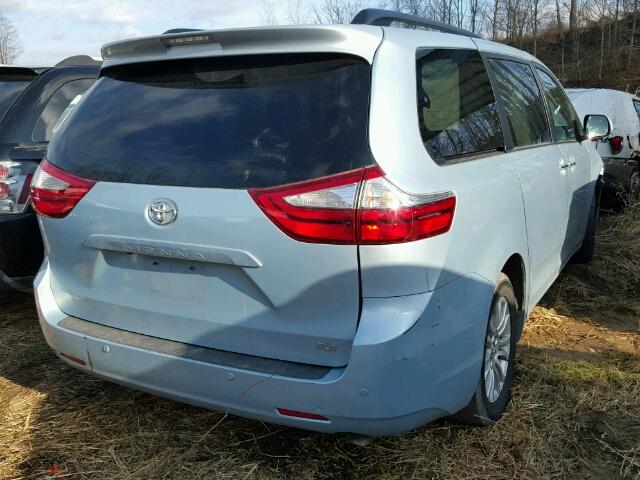 5TDYK3DC0FS632358 - 2015 TOYOTA SIENNA XLE BLUE photo 4