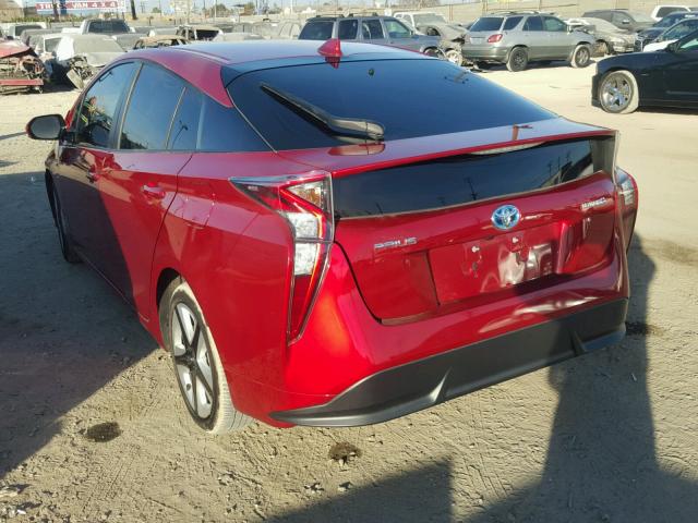 JTDKARFU5G3523396 - 2016 TOYOTA PRIUS RED photo 3