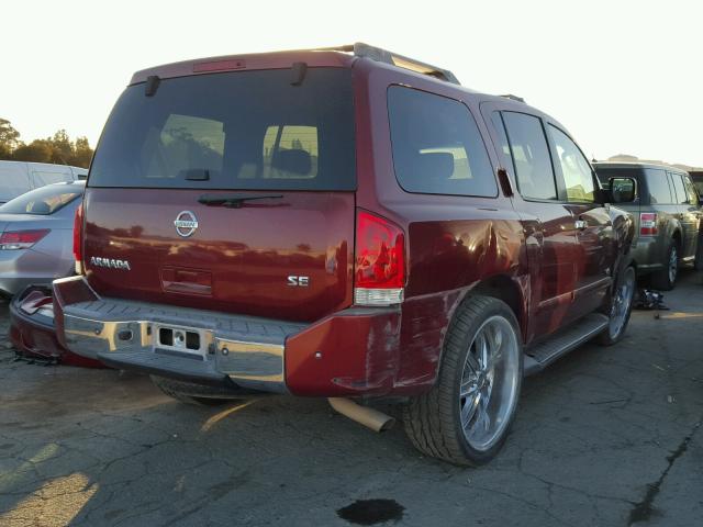 5N1AA08B86N719673 - 2006 NISSAN ARMADA SE BURGUNDY photo 4