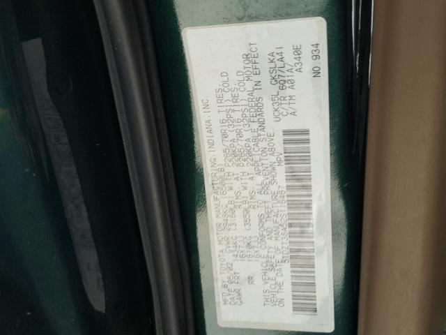 5TDZT38A52S116467 - 2002 TOYOTA SEQUOIA LI GREEN photo 10