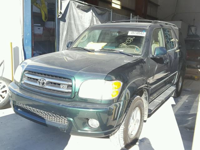 5TDZT38A52S116467 - 2002 TOYOTA SEQUOIA LI GREEN photo 2