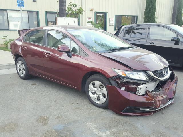 2HGFB2F57DH530388 - 2013 HONDA CIVIC LX BURGUNDY photo 1