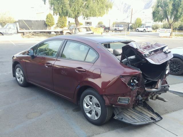 2HGFB2F57DH530388 - 2013 HONDA CIVIC LX BURGUNDY photo 3