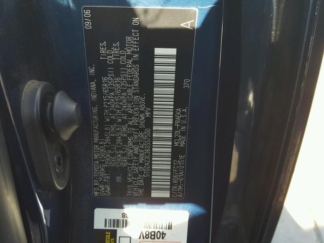 5TDZA23C36S557500 - 2006 TOYOTA SIENNA CE BLUE photo 10