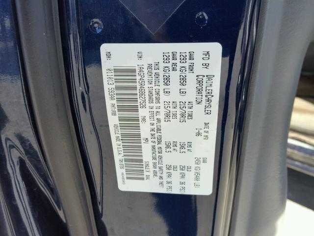 1A4GP45R46B627526 - 2006 CHRYSLER TOWN & COU BLUE photo 10