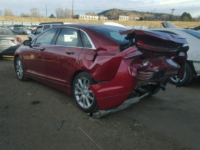 3LN6L2J9XGR617910 - 2016 LINCOLN MKZ RED photo 3