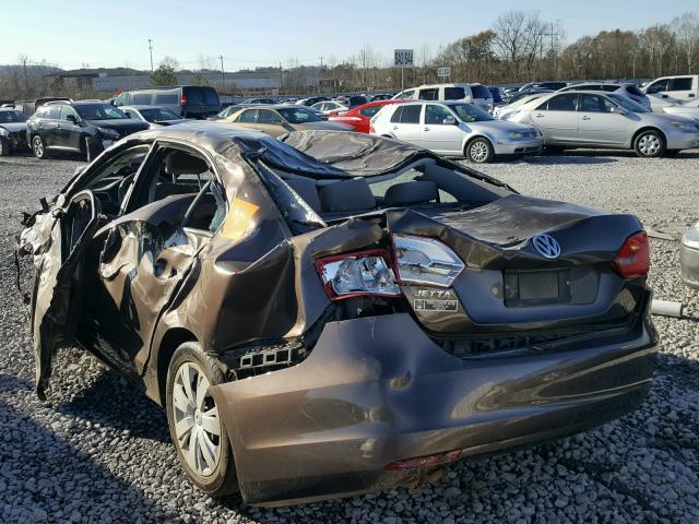 3VW2K7AJ4BM372537 - 2011 VOLKSWAGEN JETTA BASE BROWN photo 3