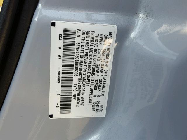 5FNRL18083B008006 - 2003 HONDA ODYSSEY EX SILVER photo 10