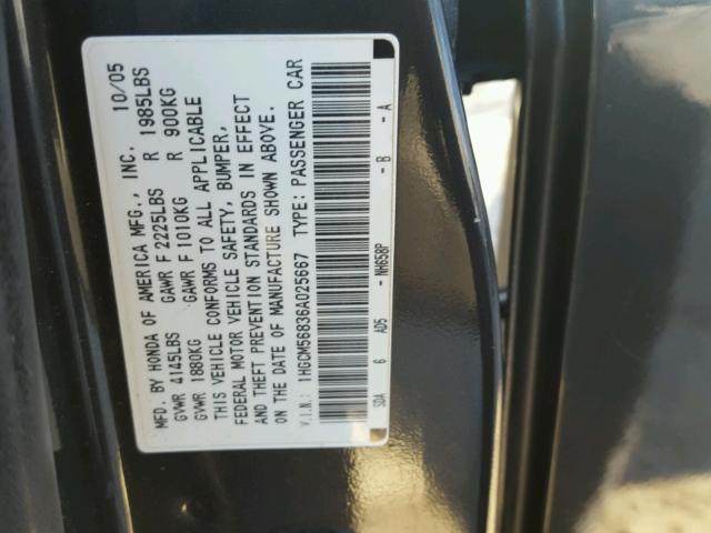 1HGCM56836A025667 - 2006 HONDA ACCORD EX BLUE photo 10