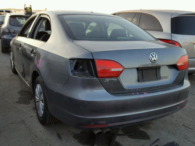 3VW1K7AJ5CM413478 - 2012 VOLKSWAGEN JETTA BASE GRAY photo 3