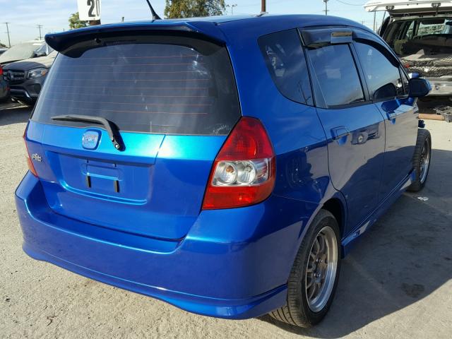 JHMGD376X8S008085 - 2008 HONDA FIT SPORT BLUE photo 4