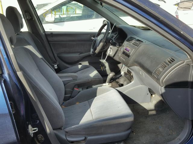 2HGES16533H546852 - 2003 HONDA CIVIC LX BLUE photo 5