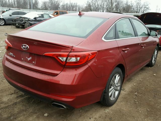 5NPE24AF4FH226662 - 2015 HYUNDAI SONATA SE RED photo 4