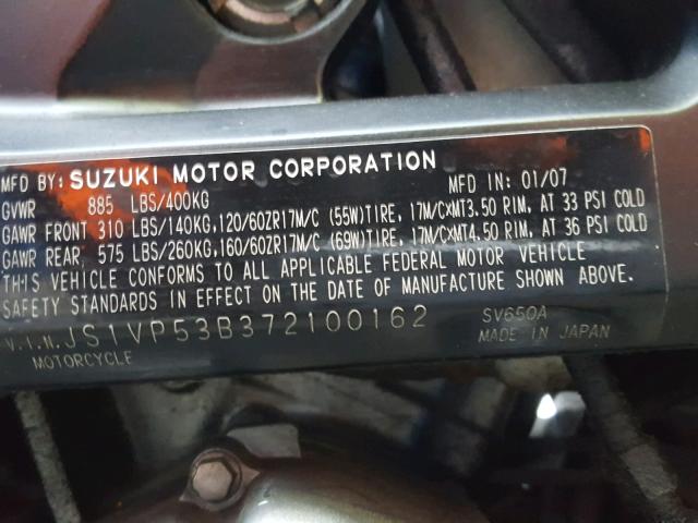 JS1VP53B372100162 - 2007 SUZUKI SV650 A BLUE photo 10