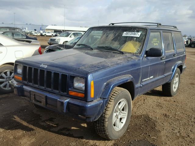 1J4FF58SXYL272345 - 2000 JEEP CHEROKEE C BLUE photo 2