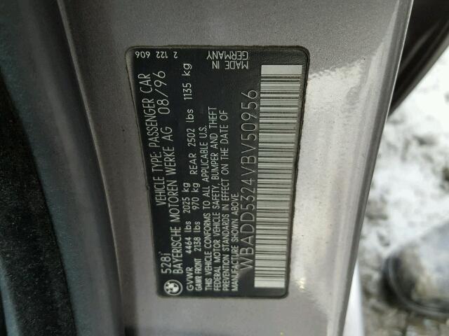 WBADD5324VBV50956 - 1997 BMW 528 I GRAY photo 10