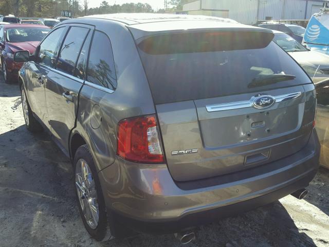 2FMDK3KC6EBA23255 - 2014 FORD EDGE LIMIT BROWN photo 3