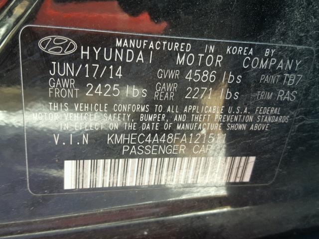 KMHEC4A48FA121511 - 2015 HYUNDAI SONATA HYB BLACK photo 10