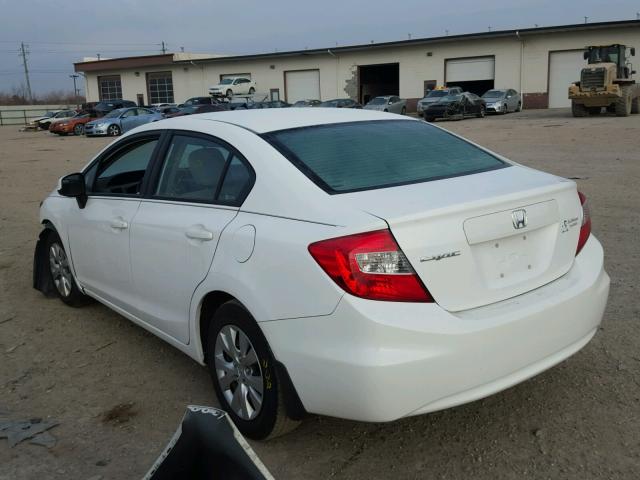 19XFB2F59CE052662 - 2012 HONDA CIVIC LX WHITE photo 3