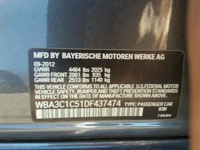 WBA3C1C51DF437474 - 2013 BMW 328 I SULE CHARCOAL photo 10