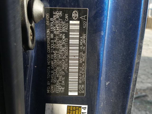 JTKDE167950037173 - 2005 TOYOTA SCION TC 蓝色 照片 10