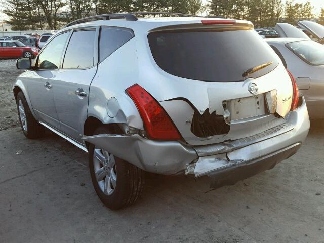 JN8AZ08W26W508645 - 2006 NISSAN MURANO SL SILVER photo 3