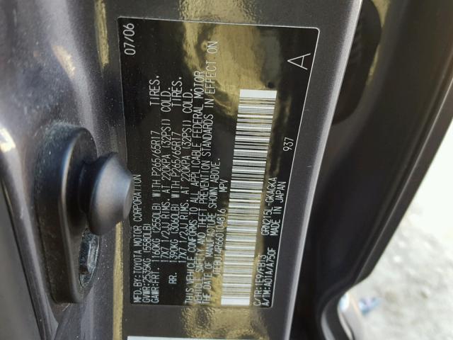 JTEBU14R660104816 - 2006 TOYOTA 4RUNNER SR GRAY photo 10