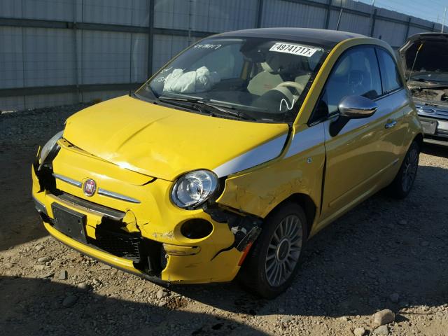 3C3CFFCR0CT106405 - 2012 FIAT 500 LOUNGE YELLOW photo 2