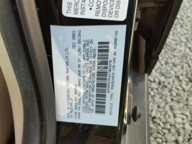 6MMAP67P44T003578 - 2004 MITSUBISHI DIAMANTE L BLACK photo 10