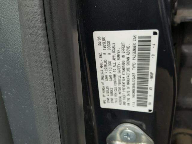 1HGCM56396A122487 - 2006 HONDA ACCORD SE GRAY photo 10