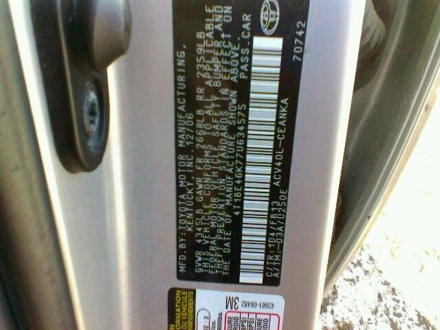 4T1BE46K77U634575 - 2007 TOYOTA CAMRY NEW SILVER photo 10