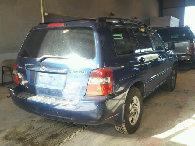 JTEGD21A740102631 - 2004 TOYOTA HIGHLANDER BLUE photo 4