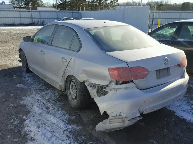 3VW2K7AJ2EM391608 - 2014 VOLKSWAGEN JETTA BASE SILVER photo 3