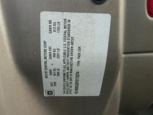 1G1ND52J8Y6172274 - 2000 CHEVROLET MALIBU TAN photo 10