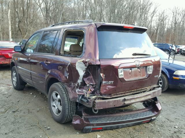 5FNYF18598B037522 - 2008 HONDA PILOT EXL MAROON photo 3