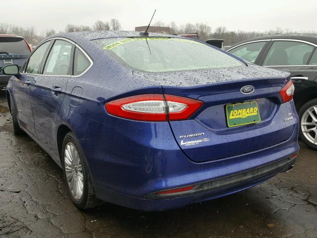 3FA6P0LU1DR258558 - 2013 FORD FUSION SE BLUE photo 3