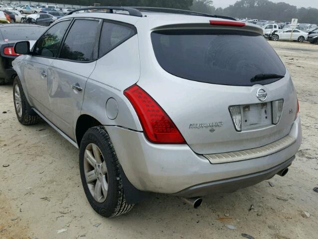 JN8AZ08T87W508592 - 2007 NISSAN MURANO SL SILVER photo 3