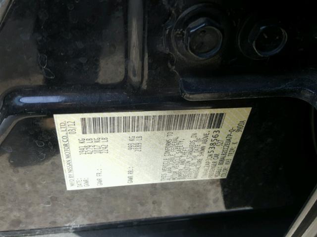 1N4AL2AP3CN538563 - 2012 NISSAN ALTIMA BAS BLACK photo 10