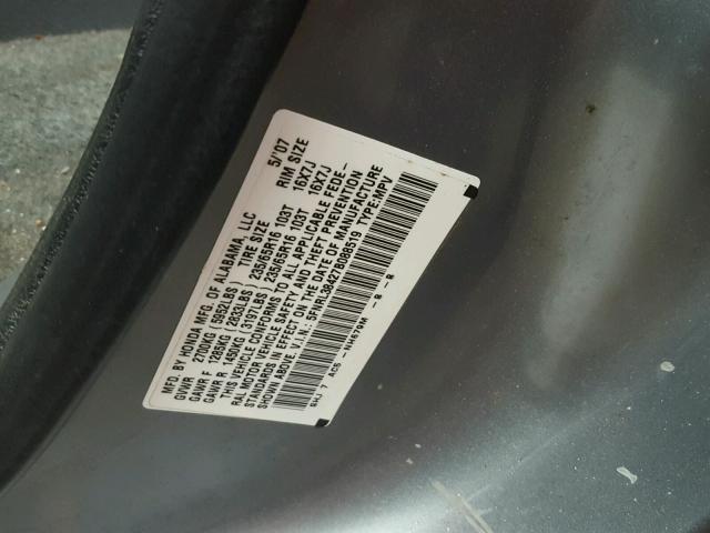 5FNRL38427B088519 - 2007 HONDA ODYSSEY EX SILVER photo 10