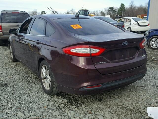 3FA6P0HR7DR185507 - 2013 FORD FUSION SE BURGUNDY photo 3