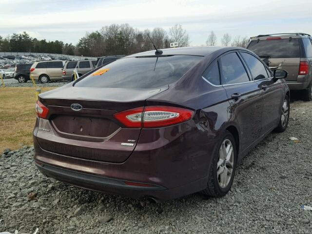 3FA6P0HR7DR185507 - 2013 FORD FUSION SE BURGUNDY photo 4