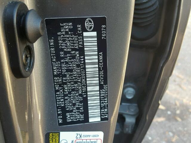 4T1BE30K06U717444 - 2006 TOYOTA CAMRY LE SILVER photo 10