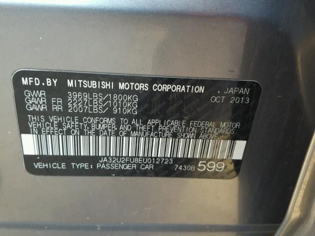 JA32U2FU8EU012723 - 2014 MITSUBISHI LANCER ES/ GRAY photo 10