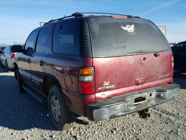 1GNEK13T01J280422 - 2001 CHEVROLET TAHOE K150 BURGUNDY photo 3