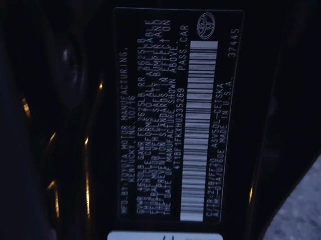 4T1BF1FKXHU335269 - 2017 TOYOTA CAMRY LE 黑色 照片 10