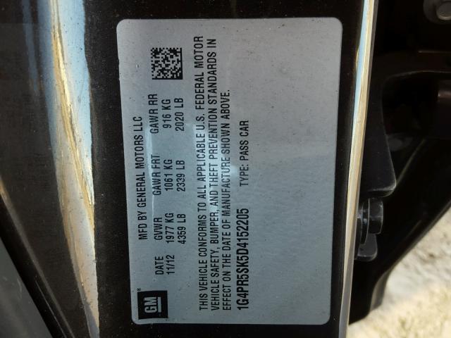 1G4PR5SK5D4152205 - 2013 BUICK VERANO CON BLACK photo 10