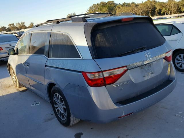 5FNRL5H66BB007818 - 2011 HONDA ODYSSEY EX BLUE photo 3