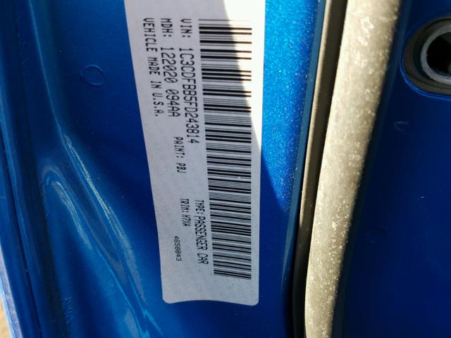 1C3CDFBB5FD243814 - 2015 DODGE DART SXT BLUE photo 10